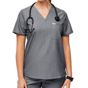 FIGS Catarina One-Pocket V-neck Short Sleeve Scrub Top FW1000 Graphite XXL
